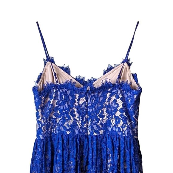 Eliza J Lace Cobalt Blue Illusion Dress Women's Sz 10 Pockets Adjustable NWOT - Picture 9 of 16